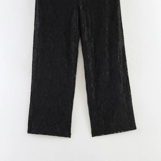 Damen Hochelastische Spitzenhose mit weitem Bein und hoher Taille Nord Taschen