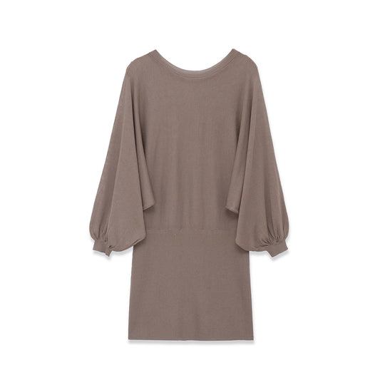 Damen Midikleid mit weitem Poncho-Oberteil und Ballonärmeln Nord Taschen