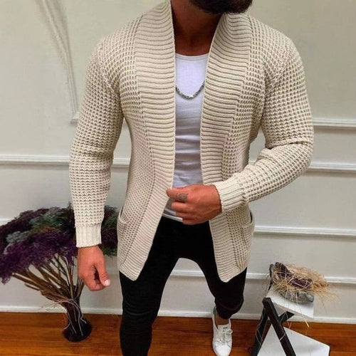 Herren Grobe Strickjacke mit offenem Design und tiefem Kragen Nord Taschen