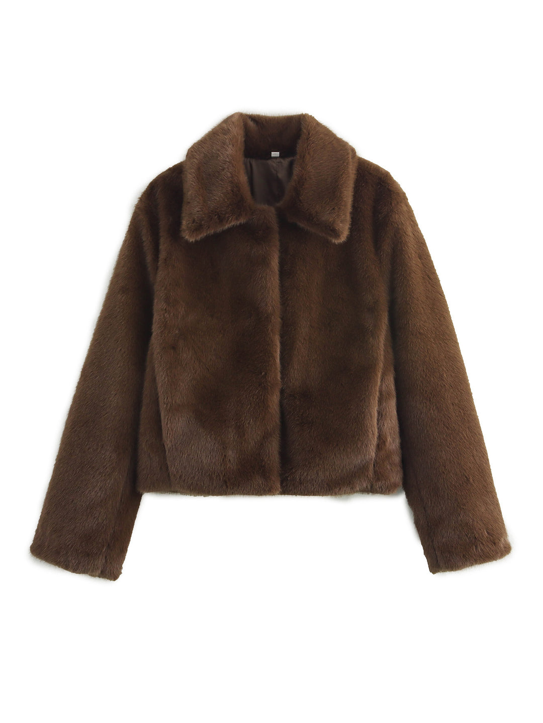 Damen Boxy-Faux-Fur-Kurzjacke mit klassischem Hemdkragen und samtigem Futter Nord Taschen