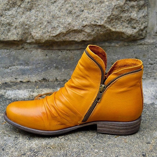 Damen Slouch‑Ankleboots mit dekorativem Reißverschluss und niedrigem Blockabsatz Nord Taschen