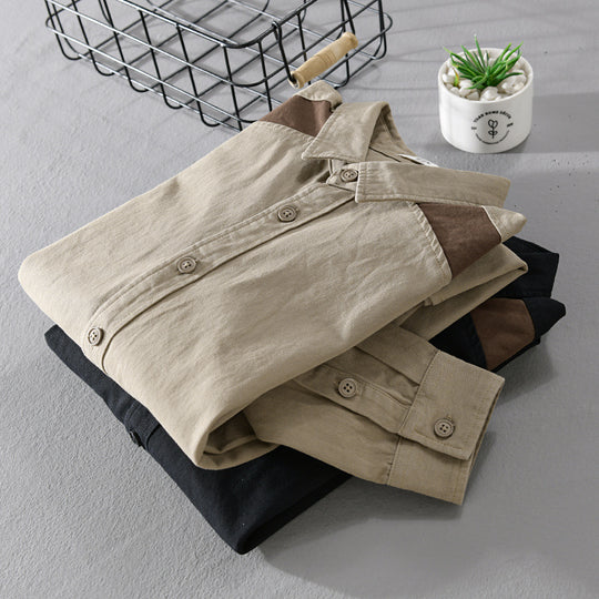 Herren Overshirt mit Kontrastpasse und lockerem Schnitt aus Baumwollmix Nord Taschen