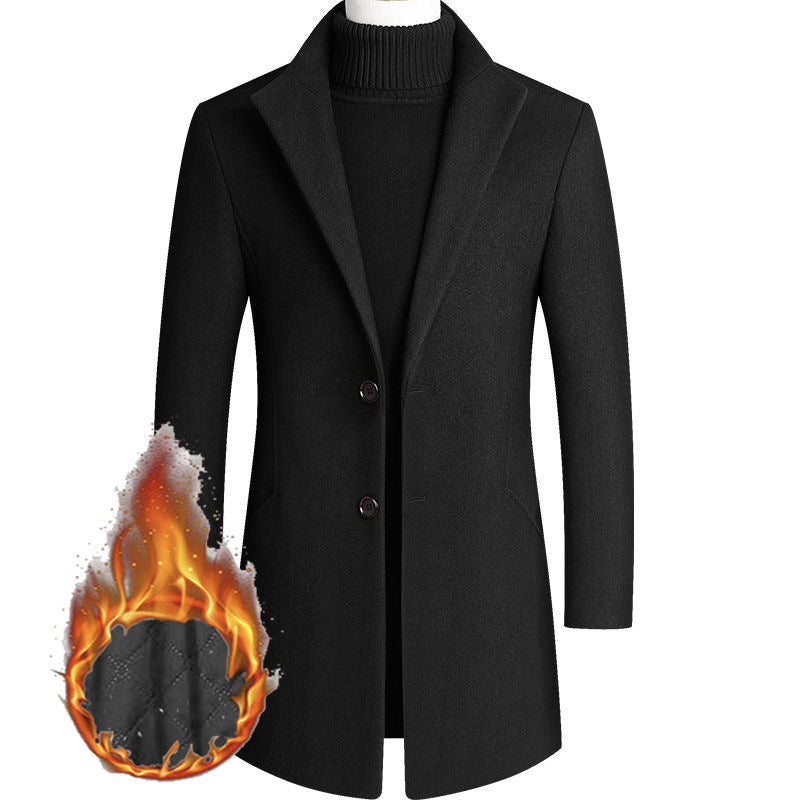 Herren Moderner Wollmix-Kurzmantel mit schlanker Silhouette, Reverskragen und Zweiknopfverschluss Nord Taschen