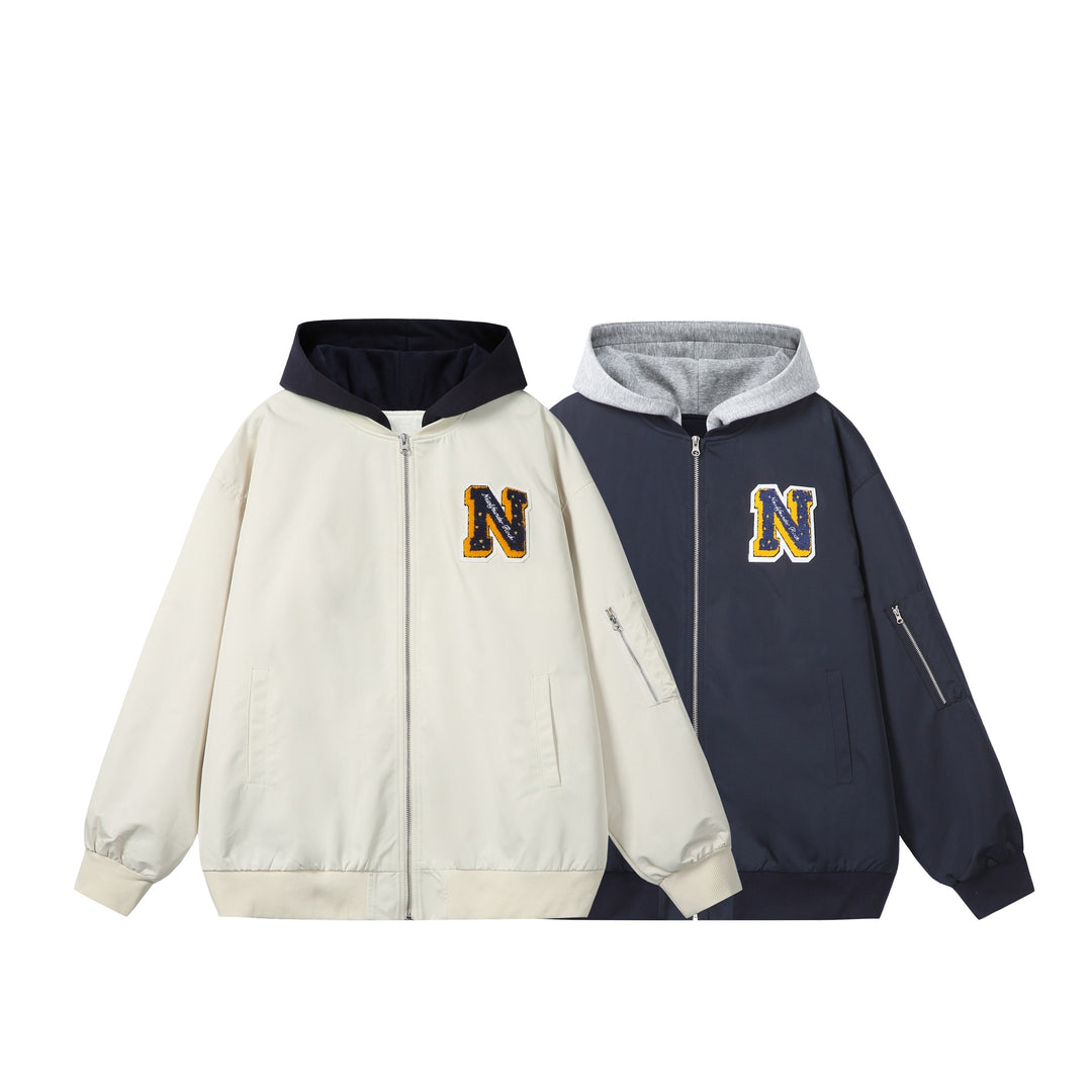 Unisex Boxy-Mehrlagige Bomberjacke mit integrierter Kapuze und Collegiate-Patch Nord Taschen