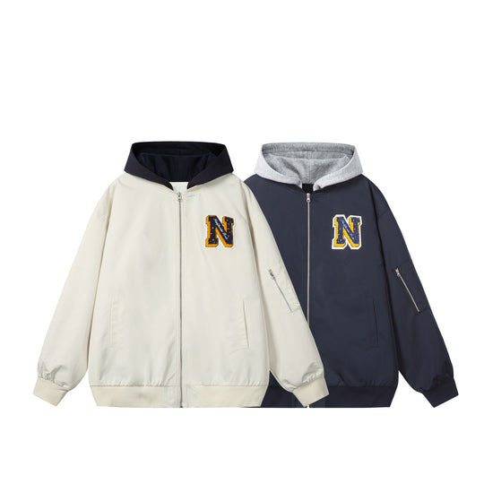 Unisex Boxy-Mehrlagige Bomberjacke mit integrierter Kapuze und Collegiate-Patch Nord Taschen