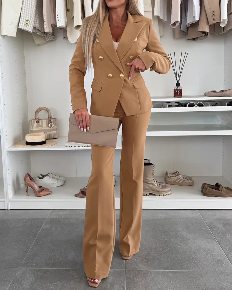 Damen Elegantes Blazer-Set mit weiter Hose Nord Taschen