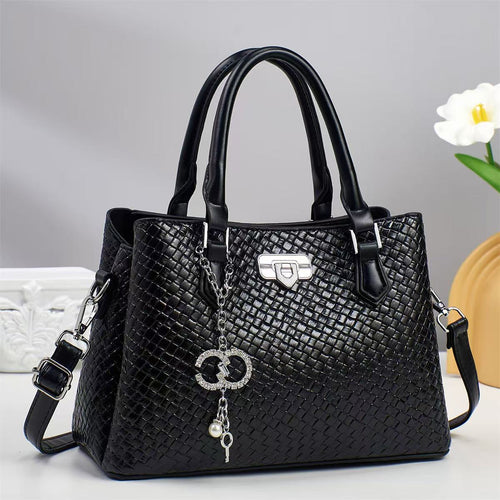 Damen elegante Handtasche mit geflochtenem Lederdesign und abnehmbarem Schulterriemen Nord Taschen