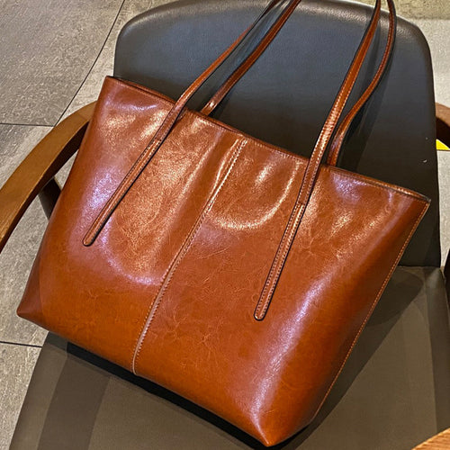 Damen Elegante Leder-Totetasche mit seitlichem Reißverschluss und geräumigem Innenraum Nord Taschen