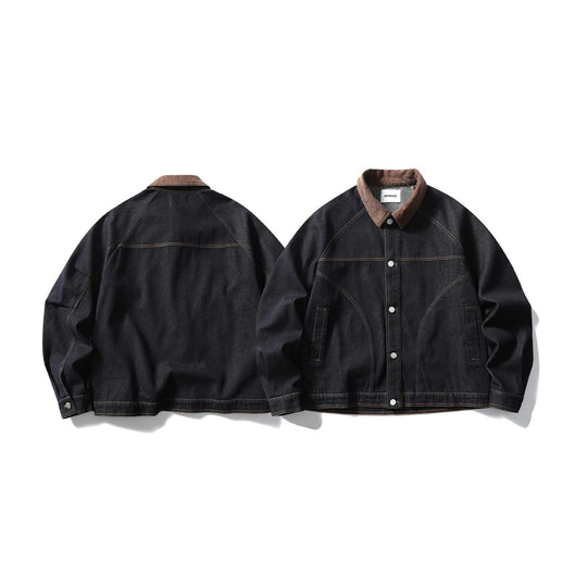 Herren Boxy-Jeansblouson mit Cordkragen und Druckknopfleiste Nord Taschen