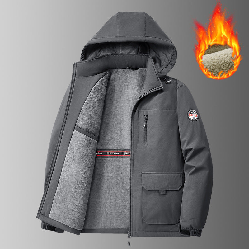 Herren Wind- und Wasserabweisender Kapuzenparka mit weichem Fleece-Innenfutter und Multifunktionstaschen Nord Taschen