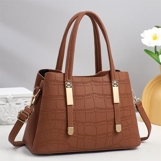 Damen elegante Handtasche mit strukturiertem Krokodil-Leder-Look und abnehmbarem Schulterriemen Nord Taschen
