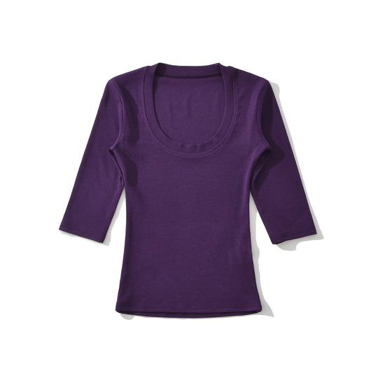 Damen Eng anliegendes Longsleeve mit tiefem Rundhalsausschnitt Nord Taschen