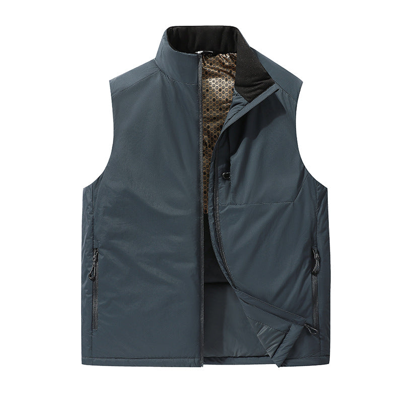 Herren Wattierte Outdoor-Weste mit Stehkragen, Multifunktionstaschen und leichtem Thermofutter Nord Taschen