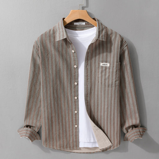 Herren Casual-Streifenhemd im Overshirt‑Stil mit Kentkragen Nord Taschen