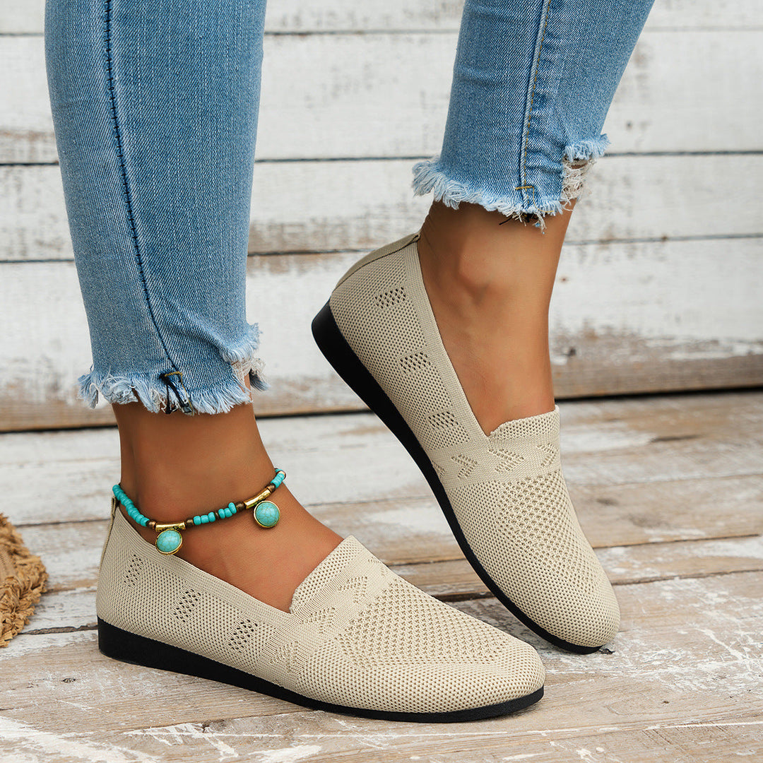 Damen Atmungsaktive Slip-On Sneakers mit flexiblem Strickdesign - Arvani