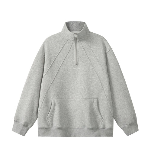 Unisex Oversize Sweatshirt mit Halbzip, hohem Funnelkragen und Kängurutasche Nord Taschen