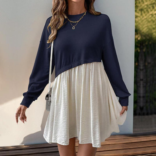 Damen Lässiges Sweatshirt‑Minikleid im Babydoll‑Lagenlook mit fließendem Rockteil Nord Taschen