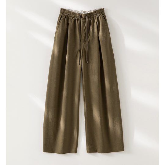 Damen Weite Tunnelzug-Hose mit Elastikbund, geradem Bein und Eingrifftaschen Nord Taschen