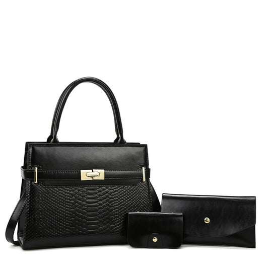 Damen elegante Handtasche mit strukturiertem Schlangenmuster und abnehmbarem Geldbörsen-Set Nord Taschen
