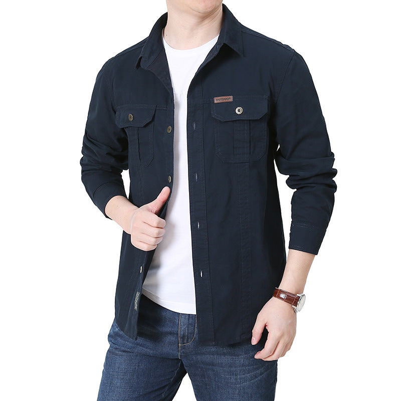 Herren robustes Overshirt aus Baumwoll-Canvas mit Brustpattentaschen Nord Taschen