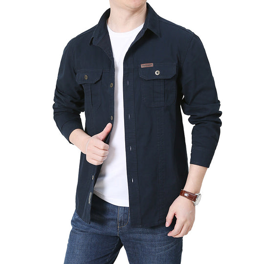 Herren robustes Overshirt aus Baumwoll-Canvas mit Brustpattentaschen Nord Taschen