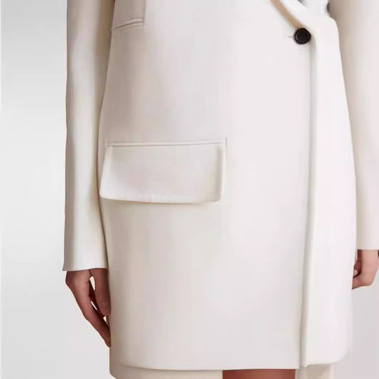 Damen Minimalistischer Longblazer mit asymmetrischer Ein‑Knopf‑Front und cleanem Longline‑Schnitt Nord Taschen