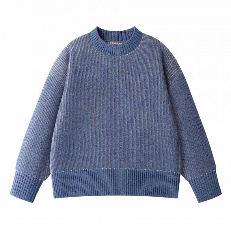 Unisex Oversize-Strickpullover mit Rundhals, Rippenstruktur und verlängertem Bund Nord Taschen