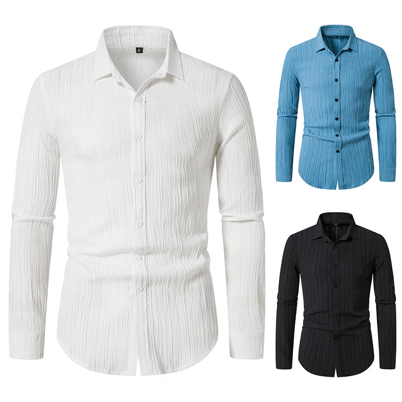 Herren Texturiertes Slim-Fit-Hemd mit krauser Struktur und Kentkragen Nord Taschen