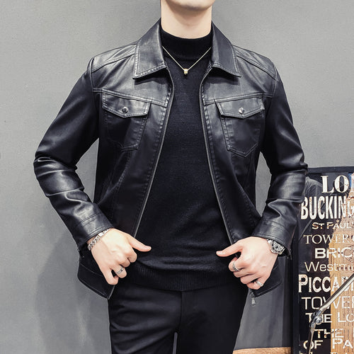 Herren Lederoptik-Truckerjacke mit Reißverschluss, Pattentaschen und taillierter Silhouette Nord Taschen