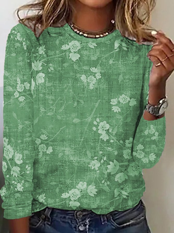Damen Langarmshirt mit floralem Druck und weichem Stoff