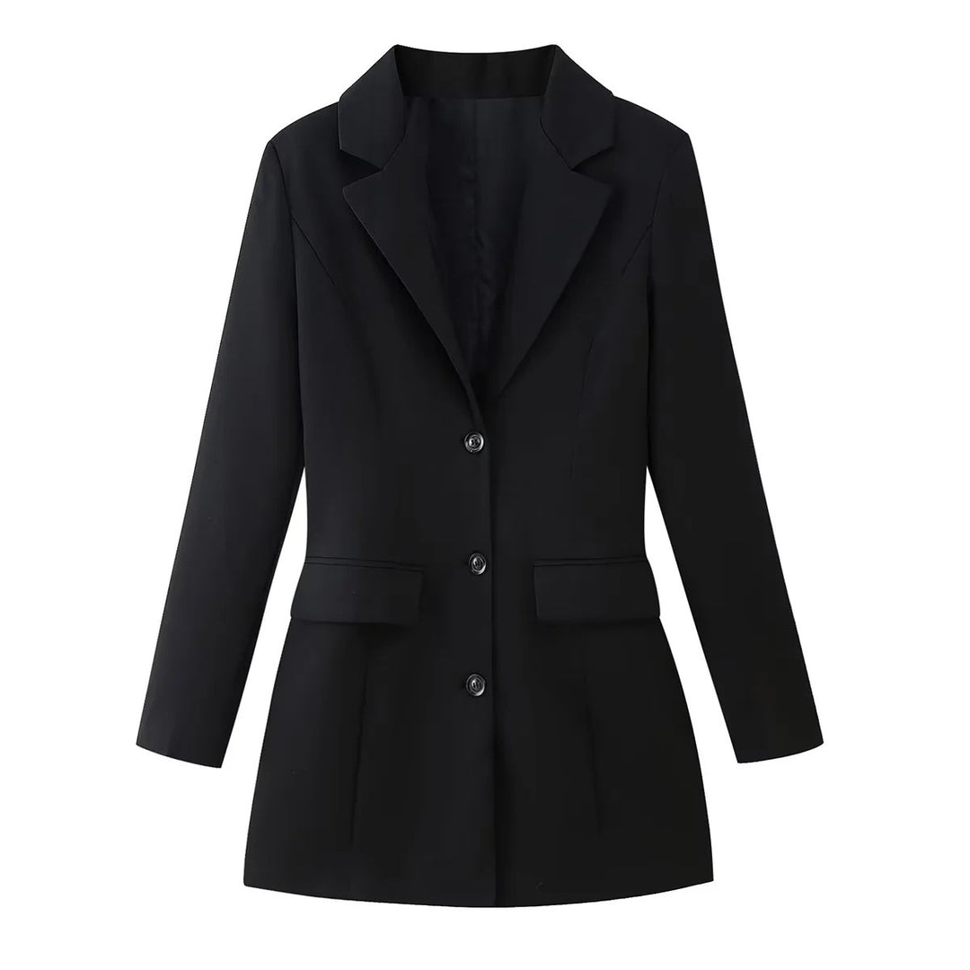Damen 400+ figurschmeichelnder Longblazer mit strukturierter Rückennaht, Pattentaschen und Stretchfutter Nord Taschen