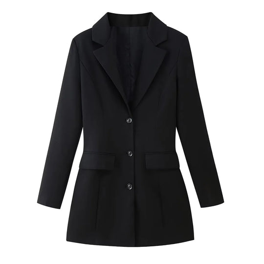 Damen 400+ figurschmeichelnder Longblazer mit strukturierter Rückennaht, Pattentaschen und Stretchfutter Nord Taschen