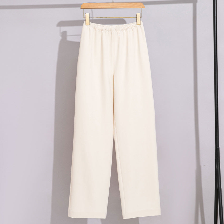 Damen High-Waist Hose mit elastischem Bund, weitem Bein und weich fließender Baumwollmischung Nord Taschen