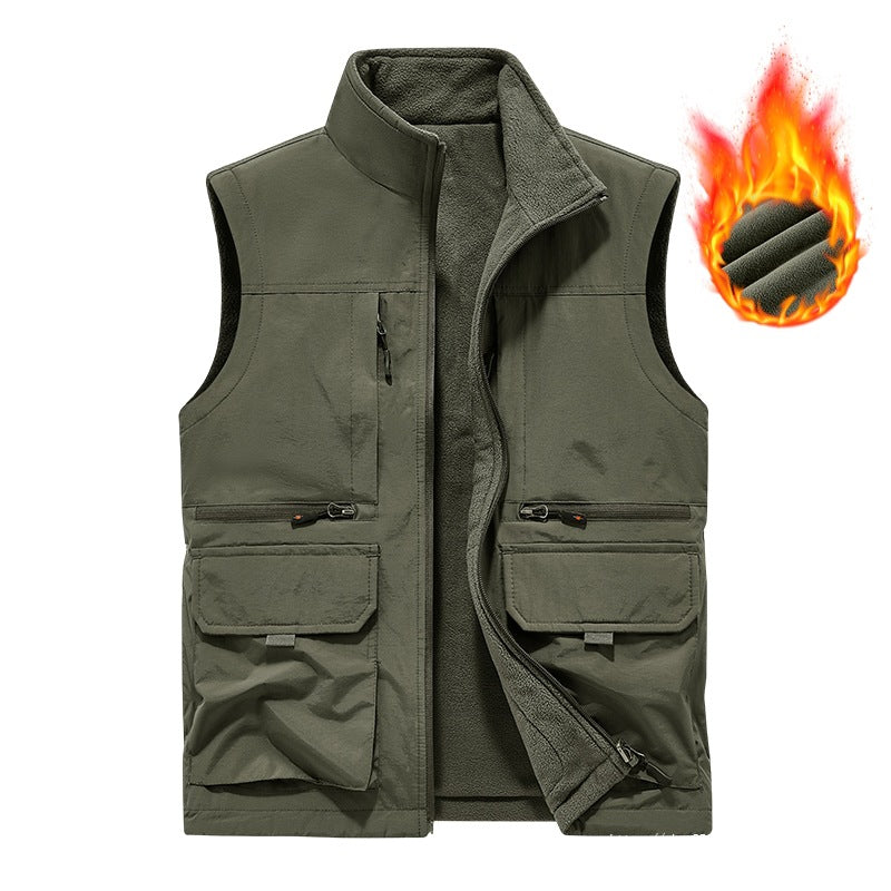 Herren Gefütterte Utility‑Weste mit wärmendem Fleece‑Innenfutter, winddicht & Multifach‑Taschen Nord Taschen