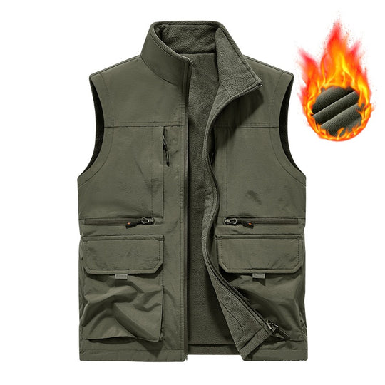 Herren Gefütterte Utility‑Weste mit wärmendem Fleece‑Innenfutter, winddicht & Multifach‑Taschen Nord Taschen