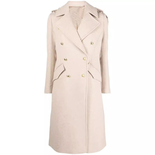 Damen Midilanger Doppelreihiger Tailoring‑Mantel mit taillierter Nahtführung und Zierriegeln Nord Taschen