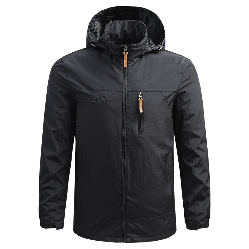 Herren Leichte atmungsaktive Outdoorjacke mit Kapuze, Brust-Reißverschluss und windabweisender Shell Nord Taschen