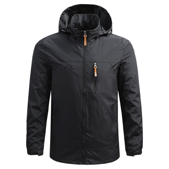 Herren Leichte atmungsaktive Outdoorjacke mit Kapuze, Brust-Reißverschluss und windabweisender Shell Nord Taschen