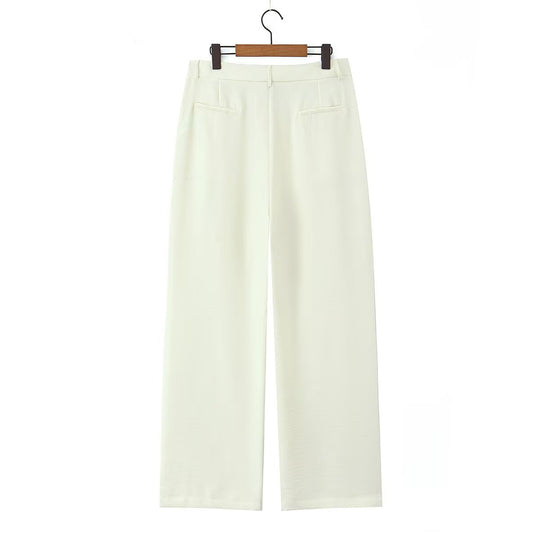 Damen Weite, hochtaillierte Stoffhose mit Bundfalten und Seitentaschen Nord Taschen