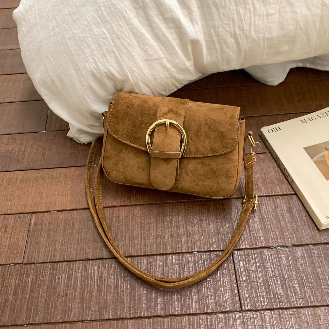 Damen Umhängetasche aus hochwertigem Wildleder mit elegantem Schnallenverschluss Nord Taschen