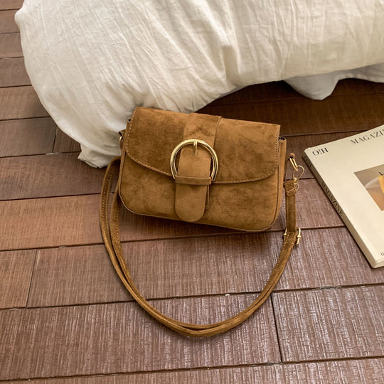 Damen Umhängetasche aus hochwertigem Wildleder mit elegantem Schnallenverschluss Nord Taschen