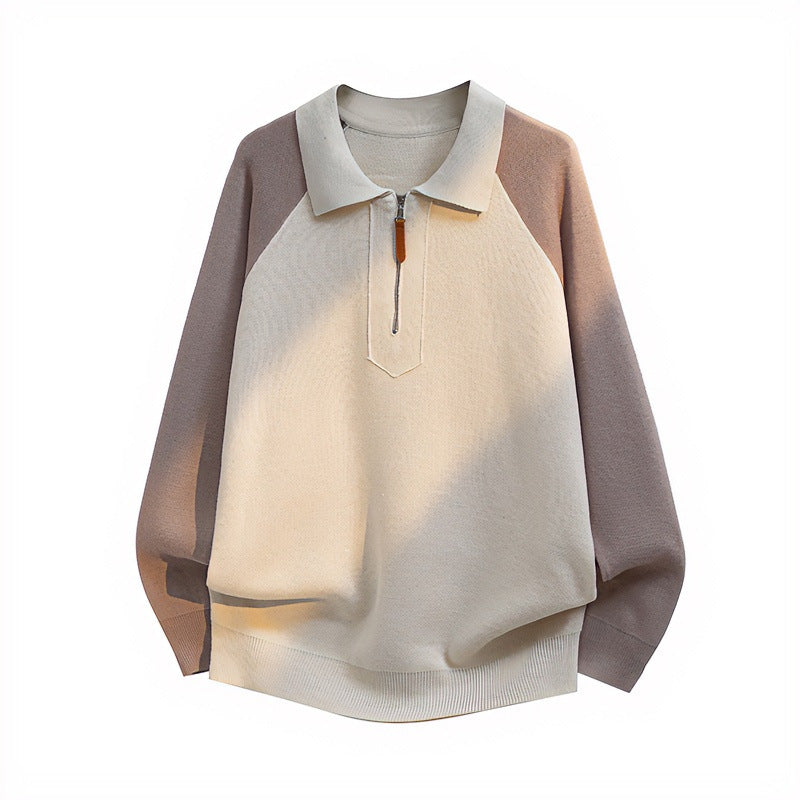 Herren Lässiger Polo-Halbzip-Pullover aus Feinstrick mit Raglanärmeln Nord Taschen
