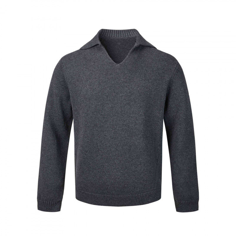 Herren Feinstrickpullover mit V-Ausschnitt und umgelegtem Hemdkragen Nord Taschen