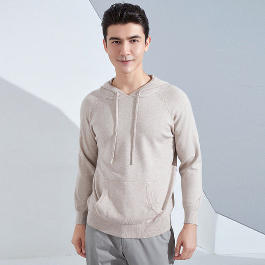 Herren Leichter Kapuzen-Feinstrickpullover mit Kängurutasche und Raglanärmeln Nord Taschen
