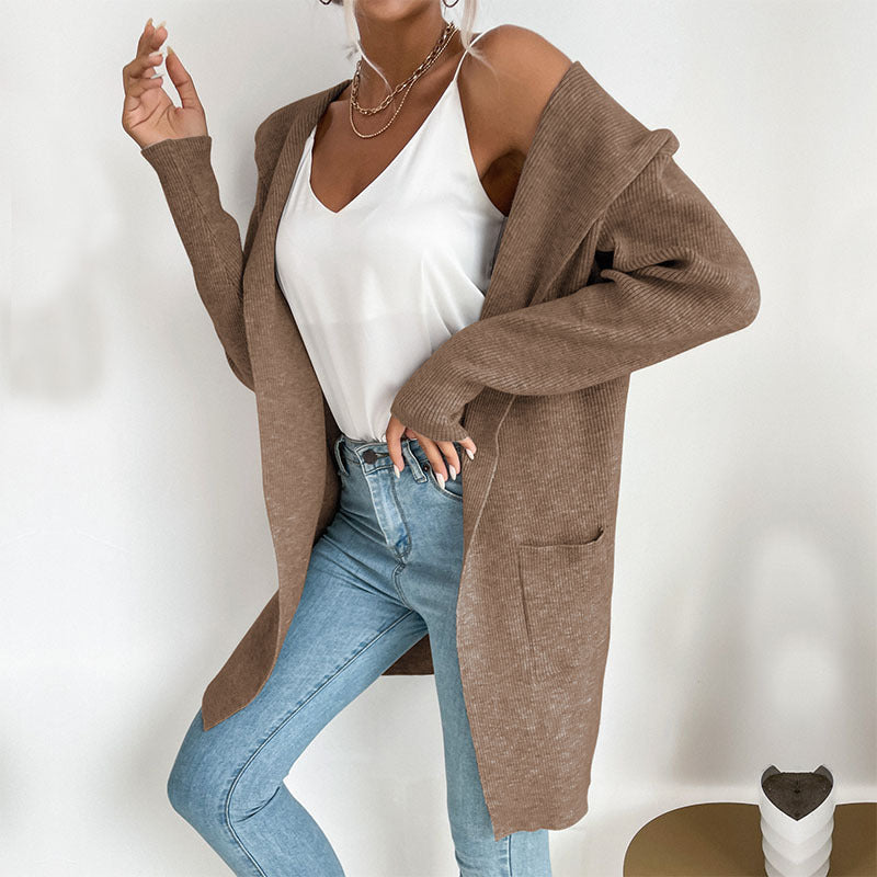 Damen Lässiger Strickmantel Nord Taschen