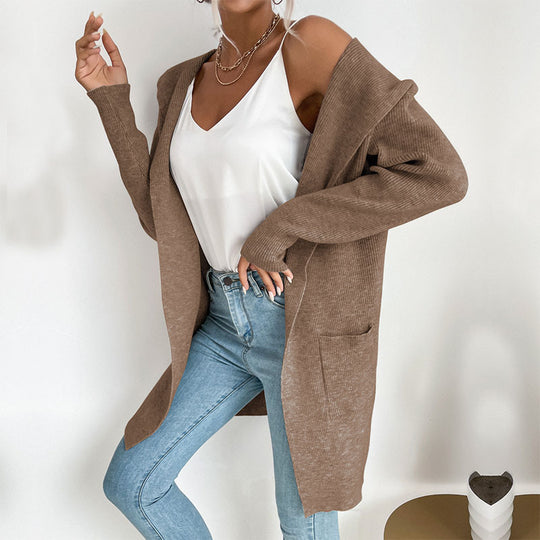 Damen Lässiger Strickmantel Nord Taschen