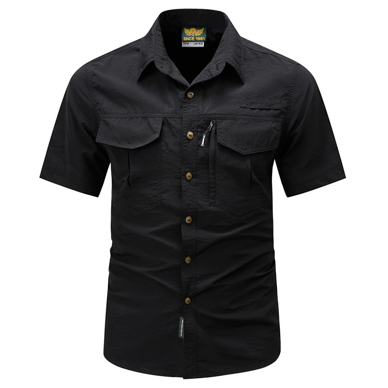 Men's  tactical short sleeve button shirt with dual flap chest pockets and discreet zip utility pocket Nord Taschen