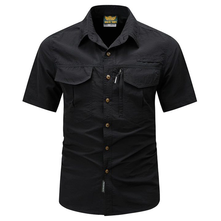Men's  tactical short sleeve button shirt with dual flap chest pockets and discreet zip utility pocket Nord Taschen