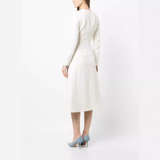 Damen Midikleid mit taillierter Drapierung und A-Linien Rock Nord Taschen