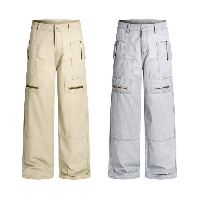 Herren Baggy-Cargohose im Workwear-Stil mit großen aufgesetzten Taschen und Zipper-Details Nord Taschen